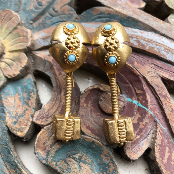 (AE206) Ottoman Design Earrings 50mm x 20mm